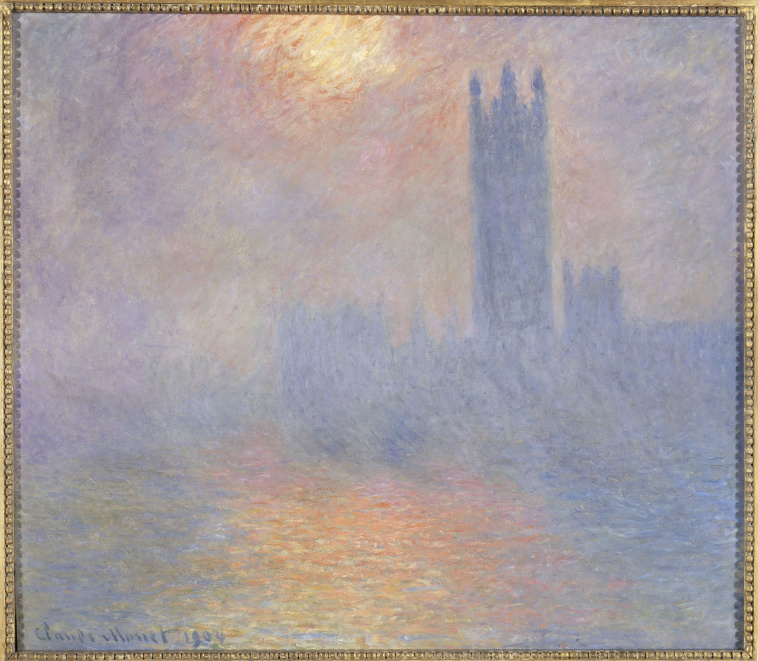Image de l'oeuvre Londres, le Parlement, trouée de soleil dans le brouillard de Claude Monet