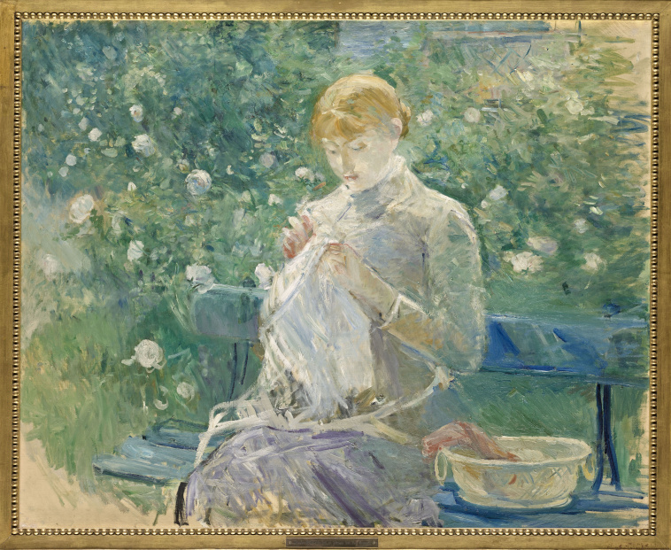 Image de l'oeuvre Pasie cousant dans le jardin de Bougival de Berthe Morisot