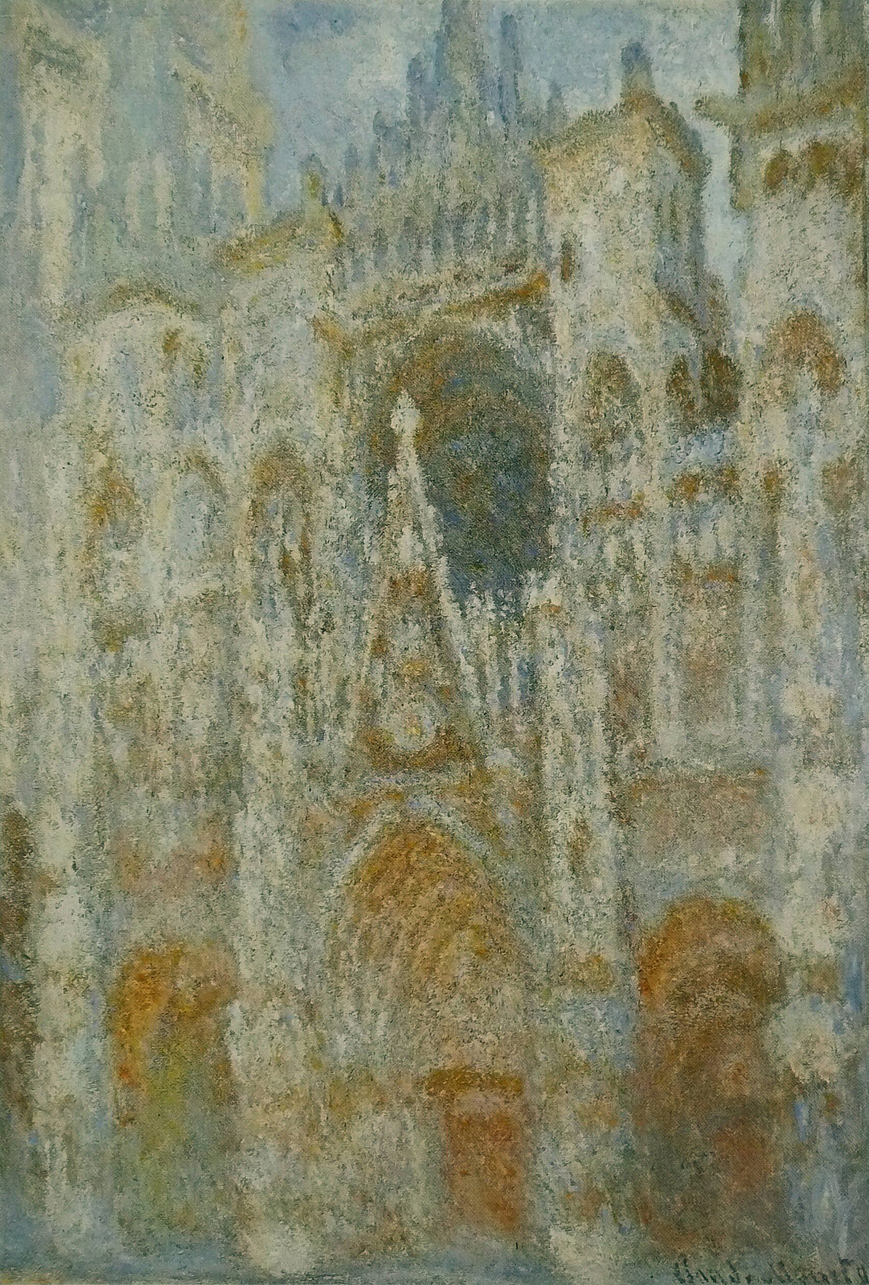 Image de l'oeuvre Cathédrale de Rouen, le portail, soleil matinal harmonie bleue de Claude Monet