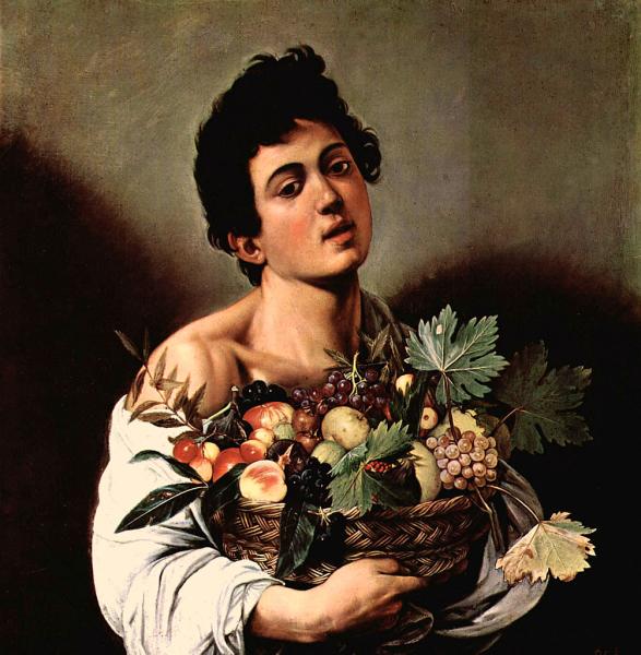 Image de l'œuvre Garçon à la corbeille de fruits réalisée par l'artiste Le Caravage. L'œuvre est exposée à Galerie Borghèse, Rome (Roma, Italie).
