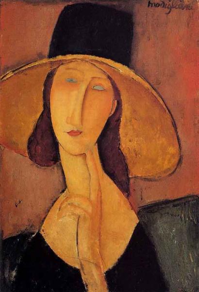 Image de l'œuvre Portrait de Jeanne Hébuterne réalisée par l'artiste Modigliani. L'œuvre est exposée à Collection privée.