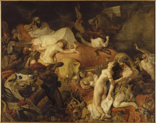 Image de l'œuvre La Mort de Sardanapale réalisée par l'artiste Eugène Delacroix. L'œuvre est exposée à Louvre (Paris, France).