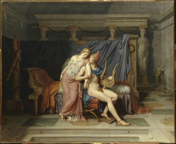 Image de l'œuvre Les Amours de Pâris et Hélène réalisée par l'artiste David. L'œuvre est exposée à Louvre (Paris, France).
