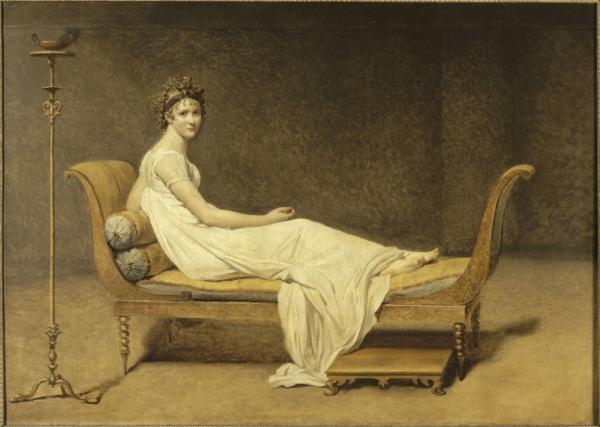 Image de l'œuvre Madame Récamier (1777-1825) réalisée par l'artiste David. L'œuvre est exposée à Louvre (Paris, France).