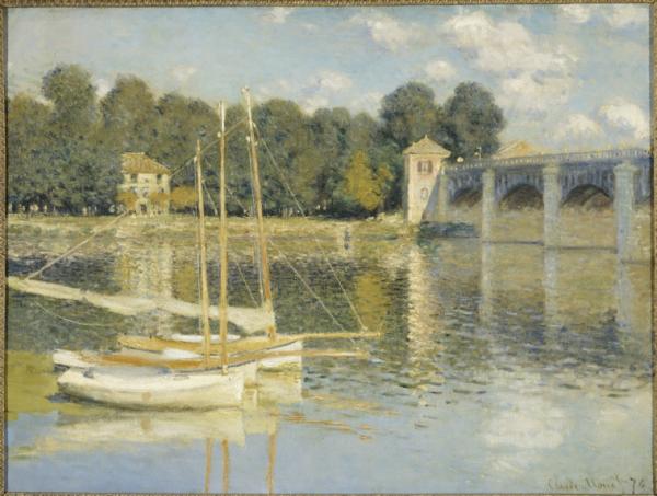 Image de l'œuvre Le pont d'Argenteuil réalisée par l'artiste Claude Monet. L'œuvre est exposée à Musée d'Orsay (Paris, France).