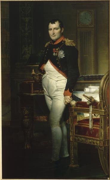 Image de l'œuvre L'Empereur dans son cabinet de travail aux Tuileries réalisée par l'artiste David. L'œuvre est exposée à Collection privée.