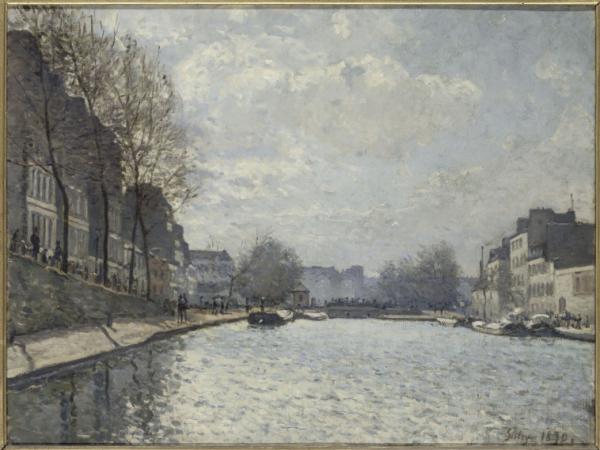 Image de l'œuvre Vue du canal Saint-Martin, Paris réalisée par l'artiste Alfred Sisley. L'œuvre est exposée à Musée d'Orsay (Paris, France).