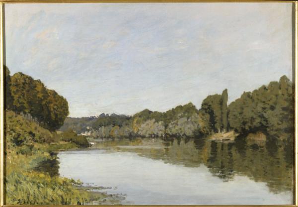 Image de l'œuvre La Seine à Bougival réalisée par l'artiste Alfred Sisley. L'œuvre est exposée à Musée d'Orsay (Paris, France).