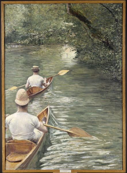 Image de l'œuvre Les Périssoires réalisée par l'artiste Gustave Caillebotte. L'œuvre est exposée à Musée des Beaux Arts - Rennes (Rennes, France).