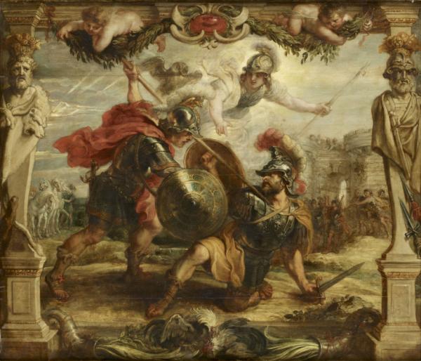 Image de l'œuvre Achille vainqueur d'Hector réalisée par l'artiste Pierre Paul Rubens. L'œuvre est exposée à Pau, musée des Beaux-Arts (Pau, France).