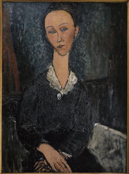 Image de l'œuvre Femme au col blanc réalisée par l'artiste Modigliani. L'œuvre est exposée à Musée de Grenoble (Grenoble, France).