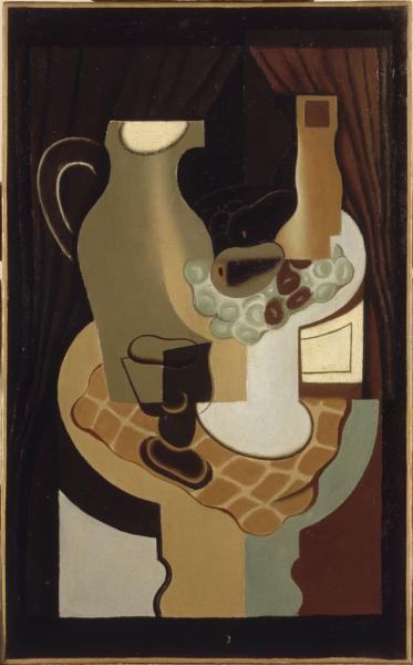 Image de l'œuvre Broc et compotier réalisée par l'artiste Juan Gris. L'œuvre est exposée à Le Centre Pompidou (Paris, France).