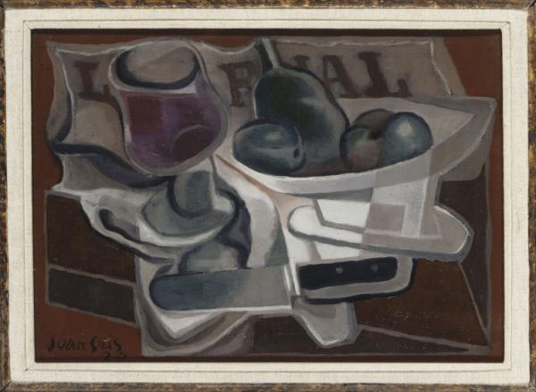 Image de l'œuvre Compotier et verre réalisée par l'artiste Juan Gris. L'œuvre est exposée à Musée d'Art moderne de Troyes (Troyes, France).