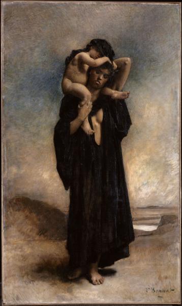 Image de l'œuvre Une femme fellah et son enfant réalisée par l'artiste Léon Bonnat. L'œuvre est exposée à un musée.