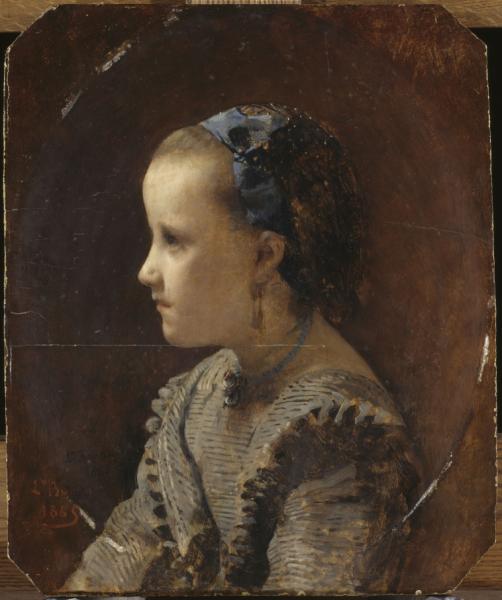 Image de l'œuvre Portrait de fillette réalisée par l'artiste Léon Bonnat. L'œuvre est exposée à Musée d'Orsay (Paris, France).