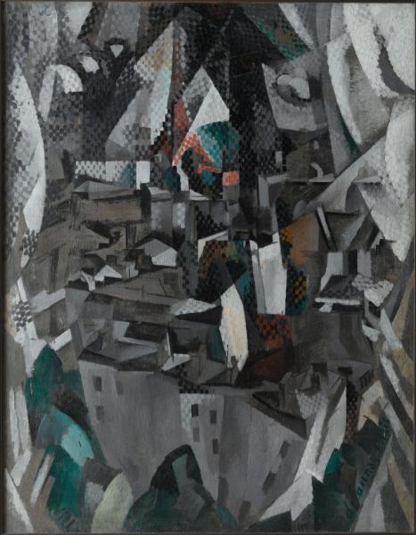 Image de l'œuvre La Ville n° 2 réalisée par l'artiste Robert Delaunay. L'œuvre est exposée à Le Centre Pompidou (Paris, France).