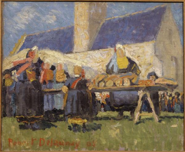 Image de l'œuvre Marché breton réalisée par l'artiste Robert Delaunay. L'œuvre est exposée à Le Centre Pompidou (Paris, France).