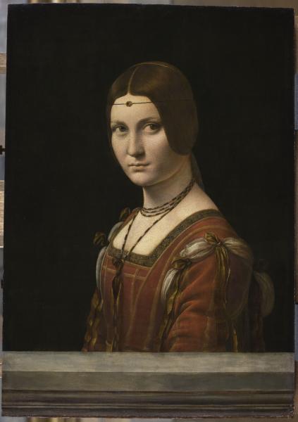 Image de l'œuvre La Belle Ferronnière réalisée par l'artiste Léonard De Vinci. L'œuvre est exposée à Louvre (Paris, France).