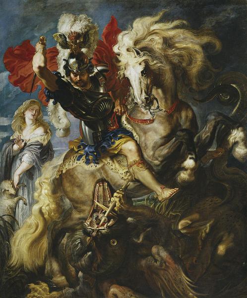 Image de l'œuvre Saint Georges et le Dragon réalisée par l'artiste Pierre Paul Rubens. L'œuvre est exposée à Musée du Prado (Madrid, Espagne).