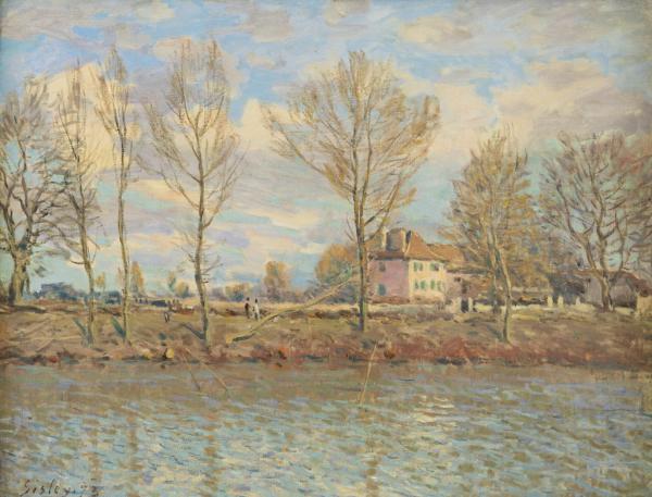 Image de l'œuvre L'Île de la Grande Jatte, Neuilly sur Seine réalisée par l'artiste Alfred Sisley. L'œuvre est exposée à Musée d'Orsay (Paris, France).
