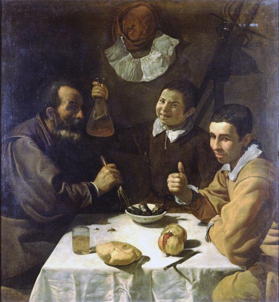 Image de l'œuvre Le Déjeuner réalisée par l'artiste Velasquez Diego. L'œuvre est exposée à L'Hermitage (Sankt-Peterburg, Russie).