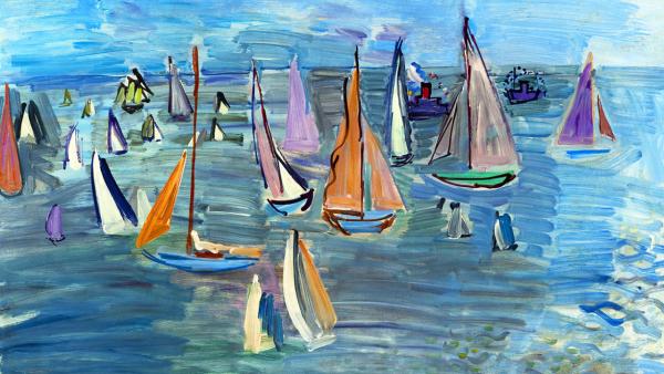 Image de l'œuvre Regate réalisée par l'artiste Raoul Dufy. L'œuvre est exposée à Musée d'Art moderne de Paris. (Paris, France).