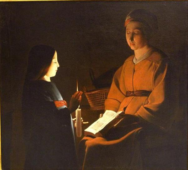 Image de l'œuvre L'Education de la Vierge réalisée par l'artiste Georges de la Tour. L'œuvre est exposée à un musée.