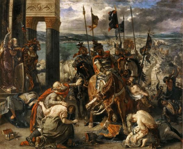 Image de l'œuvre La prise de Constantinople réalisée par l'artiste Eugène Delacroix. L'œuvre est exposée à Louvre (Paris, France).