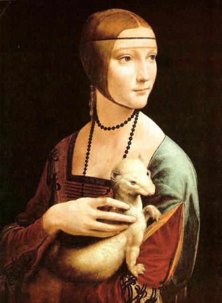 Image de l'œuvre La Dame à l'Hermine réalisée par l'artiste Léonard De Vinci. L'œuvre est exposée à Musée d'Orsay (Paris, France).