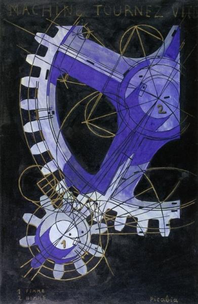 Image de l'œuvre Machine tournez vite réalisée par l'artiste Francis Picabia. L'œuvre est exposée à un musée.