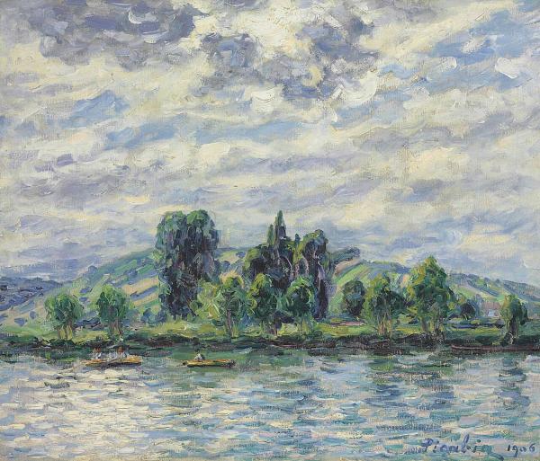 Image de l'œuvre bords de l'Yonne, effet de soleil réalisée par l'artiste Francis Picabia. L'œuvre est exposée à Collection privée.