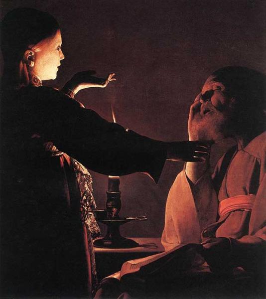 Image de l'œuvre Apparition de l'ange à St Joseph réalisée par l'artiste Georges de la Tour. L'œuvre est exposée à Musée d'Arts - Nantes (Nantes, France).