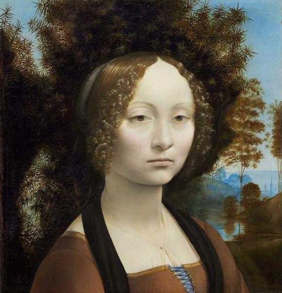 Image de l'œuvre Ginevra de' Benci réalisée par l'artiste Léonard De Vinci. L'œuvre est exposée à National Gallery of Art (Washington, États-Unis).