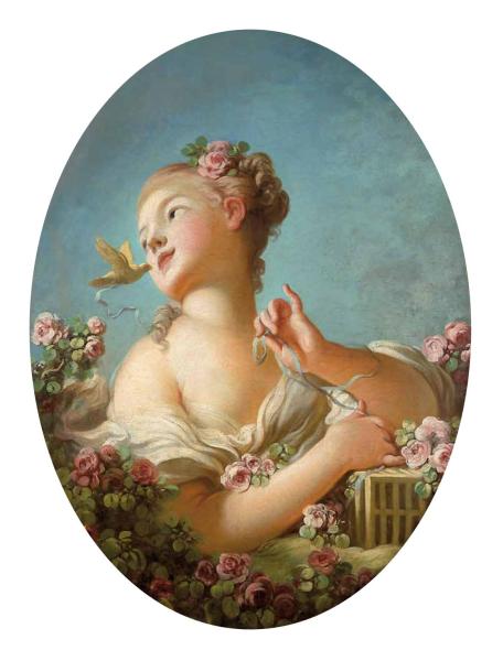 Image de l'œuvre Jeune fille délivrant un oiseau de sa cage réalisée par l'artiste Fragonard. L'œuvre est exposée à Villa-Musée Jean-Honoré Fragonard (Grasse, France).