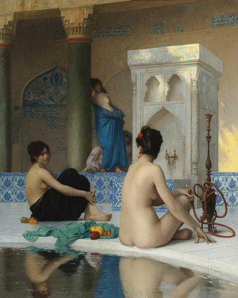 Image de l'œuvre Après le bain réalisée par l'artiste Jean-Léon Gérôme. L'œuvre est exposée à Khanenko Museum (Kyiv, Ukraine).