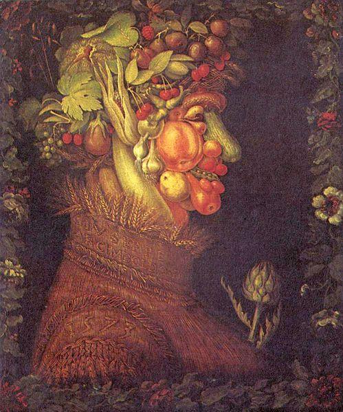 Image de l'œuvre L'été réalisée par l'artiste Giuseppe Arcimboldo. L'œuvre est exposée à Louvre (Paris, France).