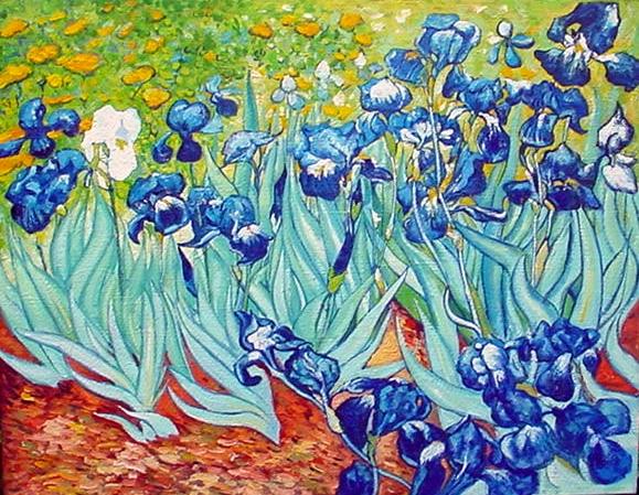 Image de l'œuvre Les Iris réalisée par l'artiste Vincent Van Gogh. L'œuvre est exposée à Paul Getty Museum Californie (Los Angeles, États-Unis).