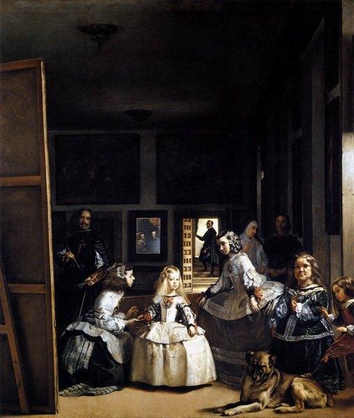 Image de l'œuvre Les Ménines réalisée par l'artiste Velasquez Diego. L'œuvre est exposée à Musée du Prado (Madrid, Espagne).