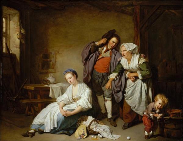 Image de l'œuvre Les œufs cassés réalisée par l'artiste Jean-Baptiste Greuze. L'œuvre est exposée à Metropolitan Museum of Art (New York, États-Unis).