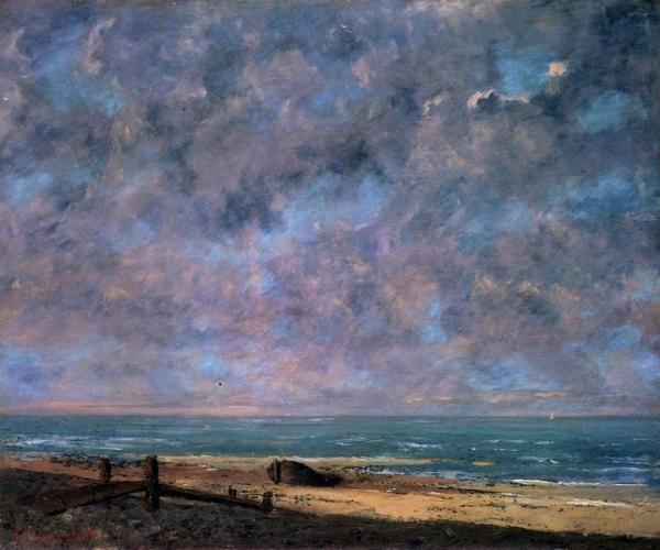 Image de l'œuvre Paysage de mer réalisée par l'artiste Gustave Courbet. L'œuvre est exposée à Musée des Beaux Arts de Caen (Caen, France).