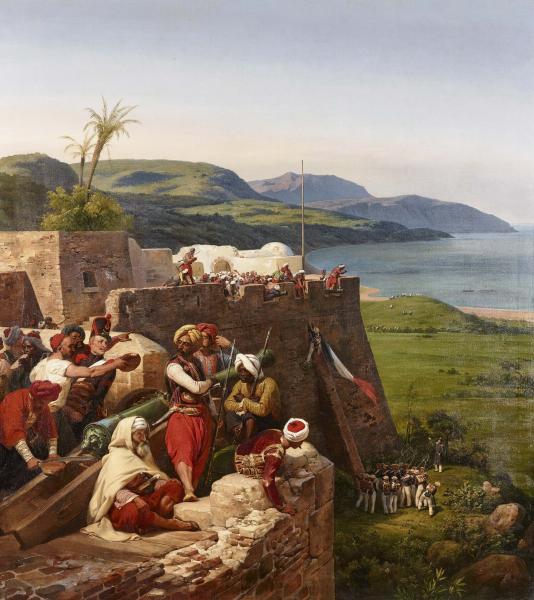 Image de l'œuvre Prise de Bône, 27 mars 1832 réalisée par l'artiste Horace Vernet. L'œuvre est exposée à Château de Versailles (Versailles, France).