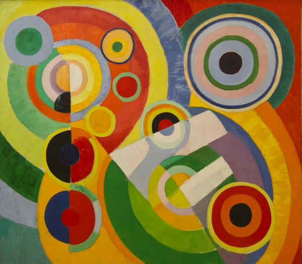 Image de l'œuvre Rythme, Joie de vivre réalisée par l'artiste Robert Delaunay. L'œuvre est exposée à Musée d'Art moderne de Paris. (Paris, France).