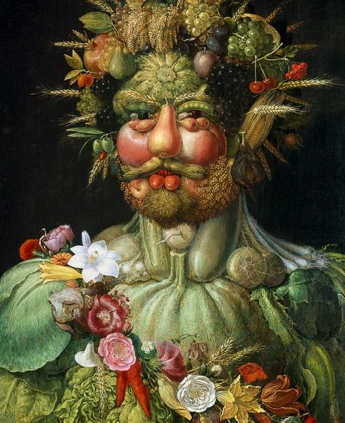 Image de l'œuvre Vertumnus - Rudolf II de Hasburg réalisée par l'artiste Giuseppe Arcimboldo. L'œuvre est exposée à Château Skokloster (Skokloster, Suède).