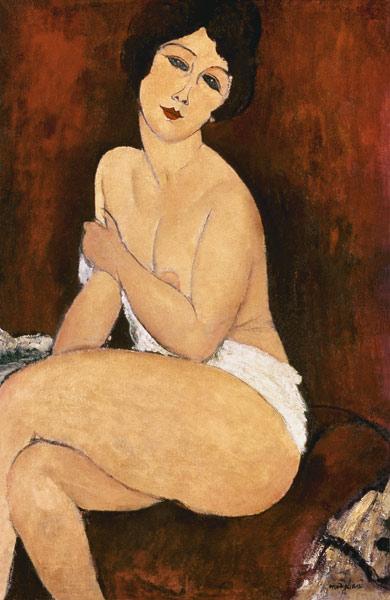 Image de l'œuvre Séance de nu féminin réalisée par l'artiste Modigliani. L'œuvre est exposée à Collection privée.