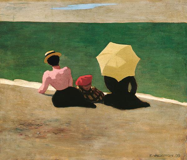 Image de l'œuvre Femmes sur la plage réalisée par l'artiste Félix Vallotton. L'œuvre est exposée à Collection privée.