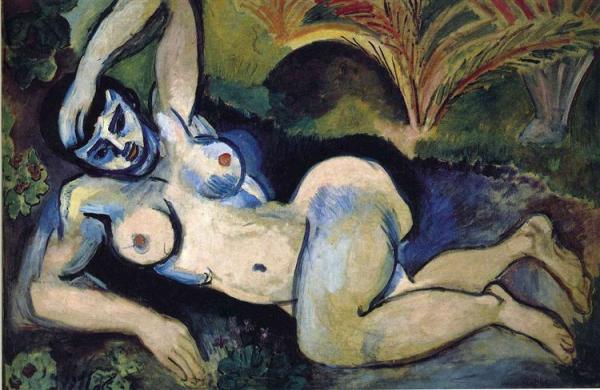 Image de l'œuvre Nu bleu (Souvenir de Biskra) réalisée par l'artiste Henri Matisse. L'œuvre est exposée à un musée.