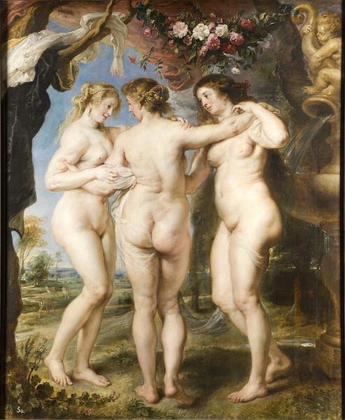 Image de l'œuvre Les trois Graces réalisée par l'artiste Pierre Paul Rubens. L'œuvre est exposée à Musée du Prado (Madrid, Espagne).
