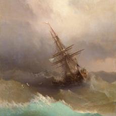 Bateau dans la tempête de Ivan Aïvazovski