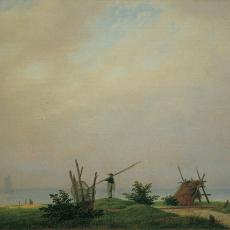 Bord de mer avec pêcheur de Caspar David Friedrich