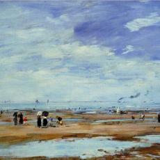 Deauville, la plage à marée basse de Eugène Boudin